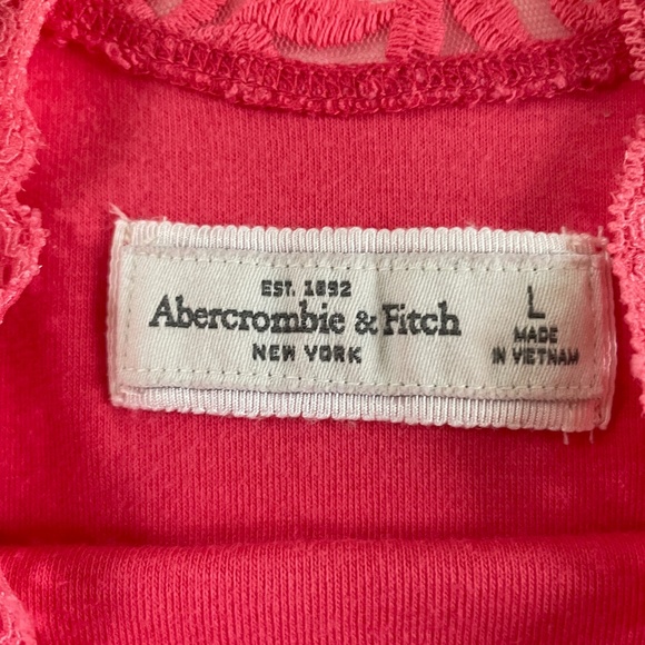 Y2K Abercrombie Fitch Lace Trim Fitted Women Large Tank Top Logo Indie Romantic - Picture 10 of 13